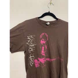 Bob Dylan Tour T-Shirt M Vintage American Apparel 2 Sided Brown w/ Pink Graphic