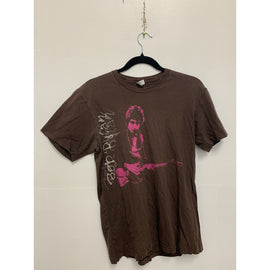 Bob Dylan Tour T-Shirt M Vintage American Apparel 2 Sided Brown w/ Pink Graphic
