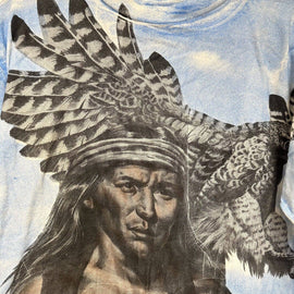 Vintage Accord Native American All Over Print Eagle Shirt Blue Size Large