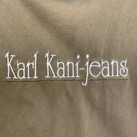 Vintage Karl Kani Jeans Embroidered T Shirt Olive Green Brown Size Large