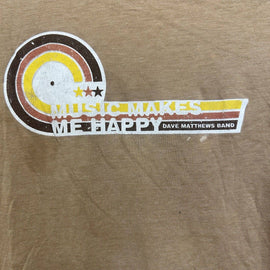 Vintage Dave Matthews Band Music Makes Me Happy Ringer Shirt Brown Size Small