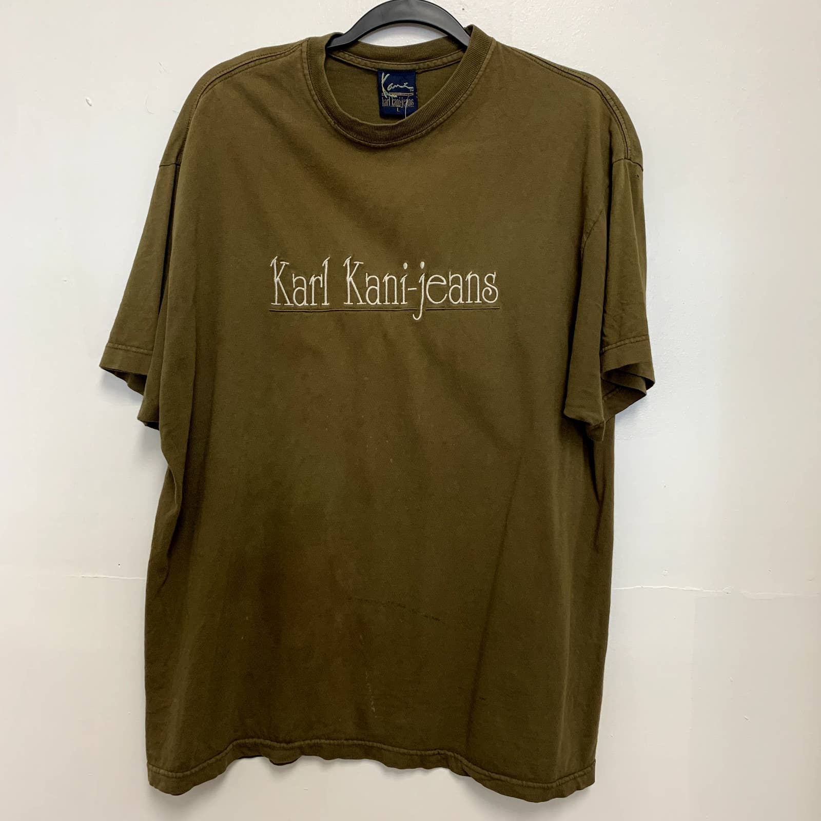 Vintage Karl Kani Jeans Embroidered T Shirt Olive Green