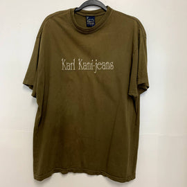 Vintage Karl Kani Jeans Embroidered T Shirt Olive Green Brown Size Large