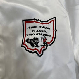 Vintage Jesse Owens Classic Ohio Stadium Satin Button Up Bomber Jacket Medium