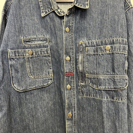 Vintage Karl Kani Jeans Denim Button Down Shirt Blue Mens Size XL