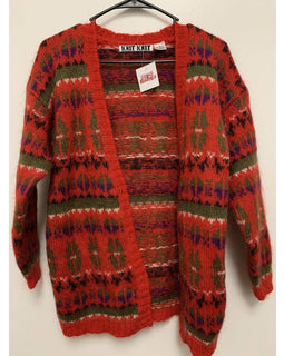 Vintage Knit Knit Mohair Women’s Red Small Patterned Cardigan