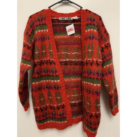 Vintage Knit Knit Mohair Women’s Red Small Patterned Cardigan