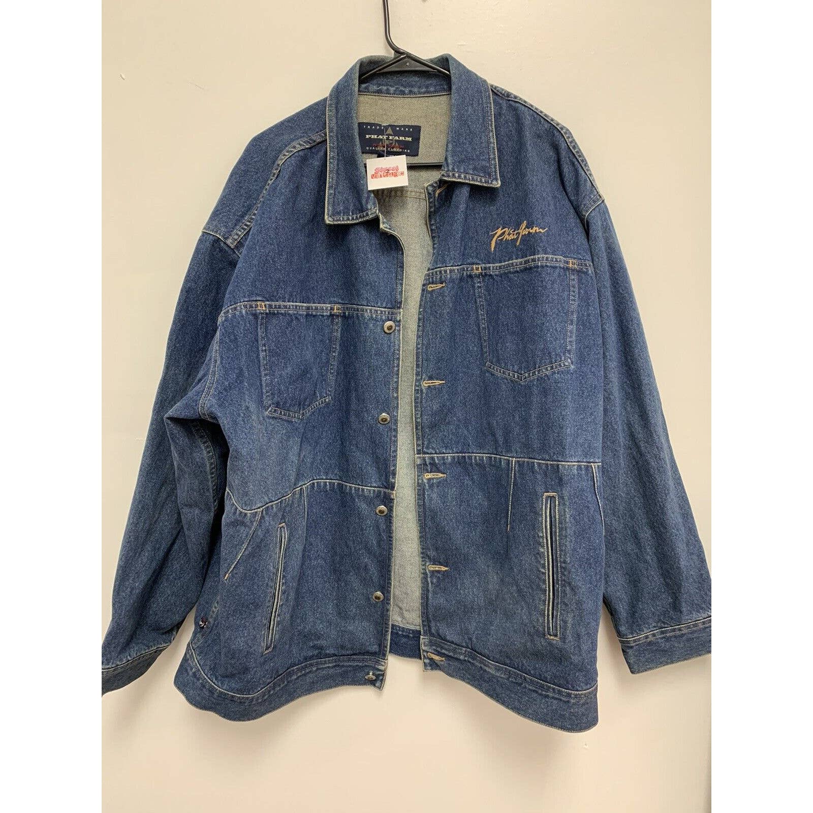 VINTAGE Phat Farm Jacket Men 3XL XXXL Blue Denim Jean Street
