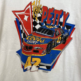 Vintage Fruit of the Loom Kyle Petty #42 Nascar Race T Shirt White Size XL