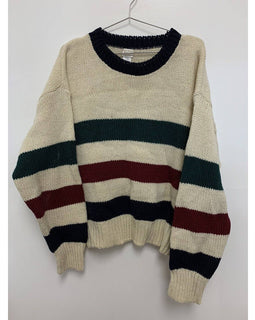 Vintage Brooks Brothers Brooksgate Wool Cream Striped Extra Large Sweater