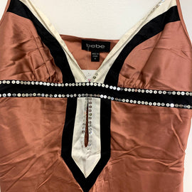 Vintage Y2K Bebe Sequin Camisole Tank Top Coral Womens Size Medium